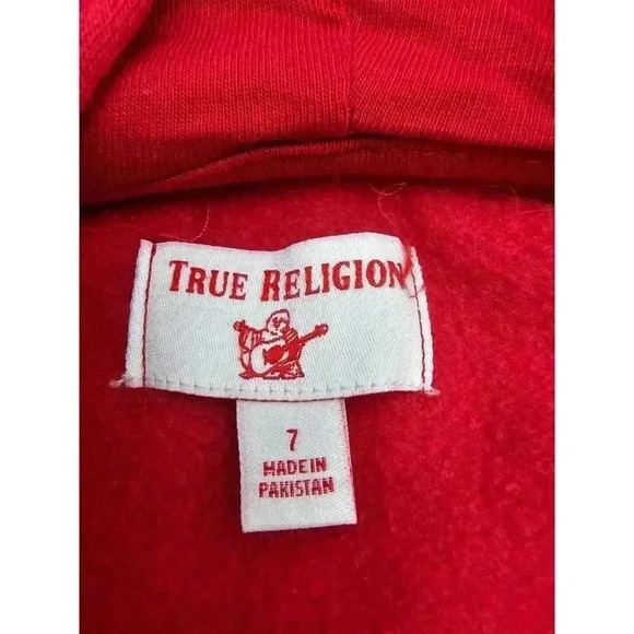 True Religion Boy's Size 7 Red Zip Up Hooded Jacket - Picture 3 of 6